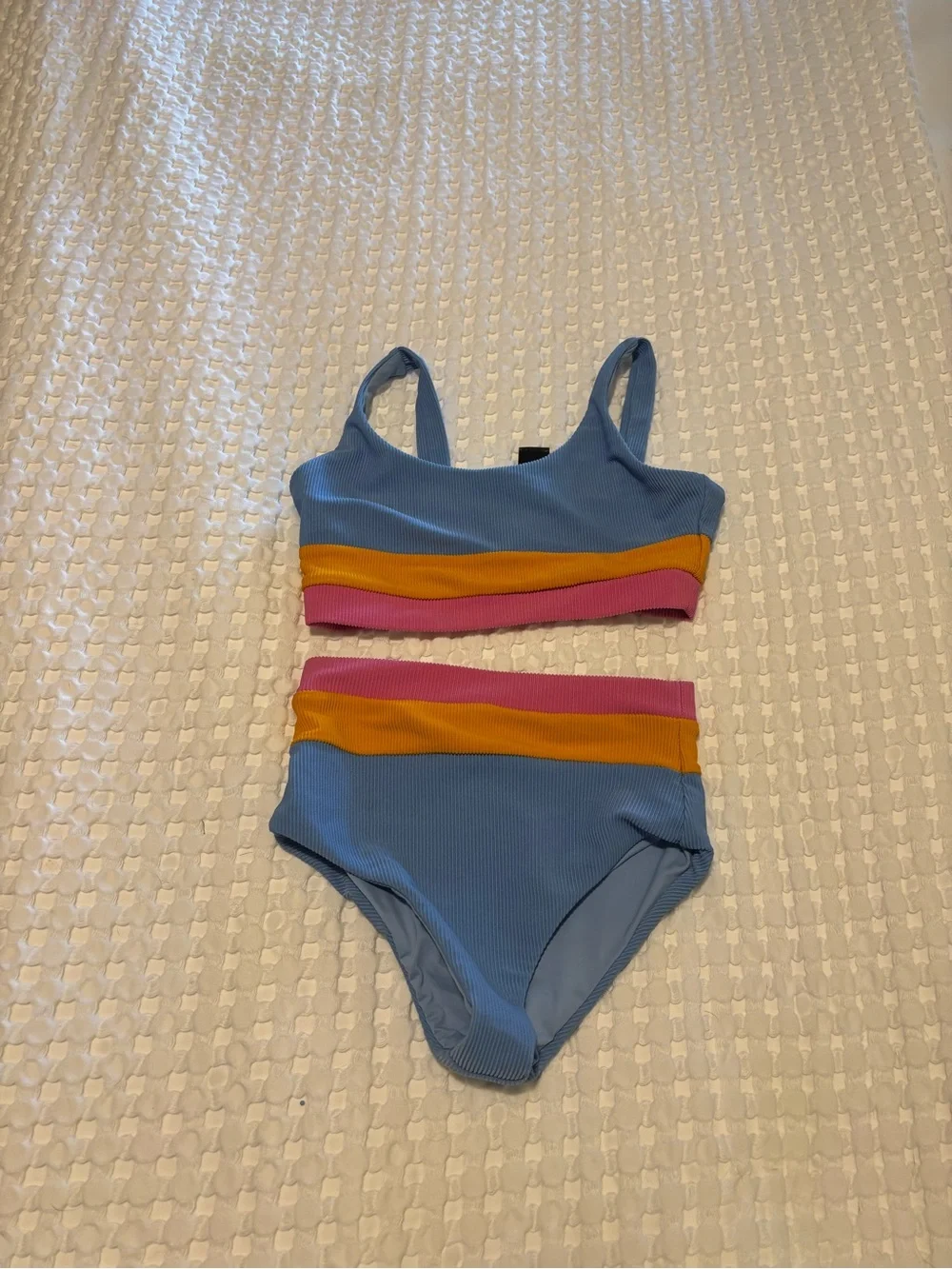 Beach Riot Blue Girls' Two-Piece Stripe Swim Set
